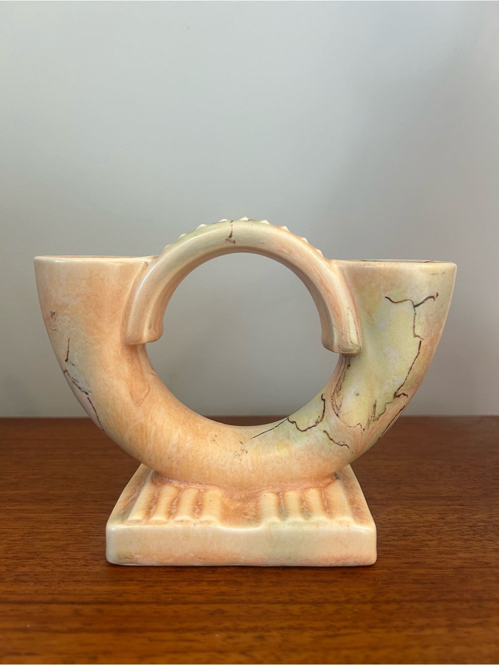 Vintage 1930s Beswick Candleholder Art Deco Marbleized Ceramic Sculptural MCM
